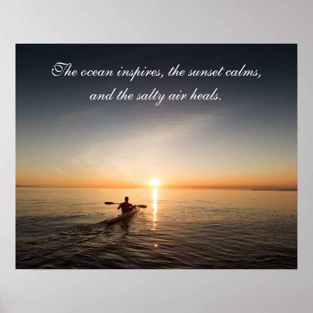 Póster Poste de la cita Inspiradora de Ocean Sunset Kayak (Frente)