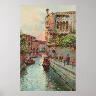 Póster Poste del canal de Venecia Río Maravegie de la
