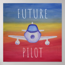 Póster Poste futuro del avión piloto