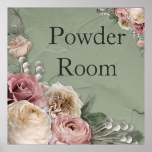 Póster Poster 12 x 12 Vintage Floral Wash Room