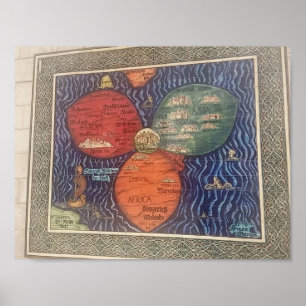 Póster Poster 1581 del mapa de la hoja del trébol del