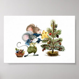 Póster Poster (15,24 x 10,16 cm) - Navidades ratones