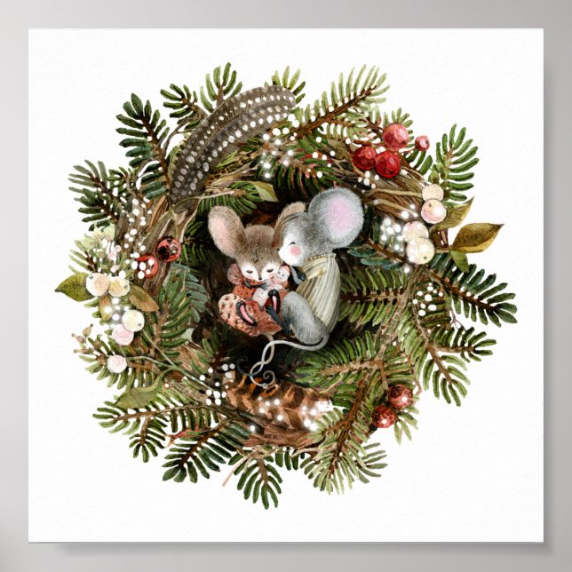 Póster Poster (15,2 x 15,2 cm) - Dos ratones (Frente)