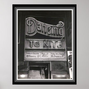 Póster Poster 16 x 20 de pasillo de danza del vintage B&W