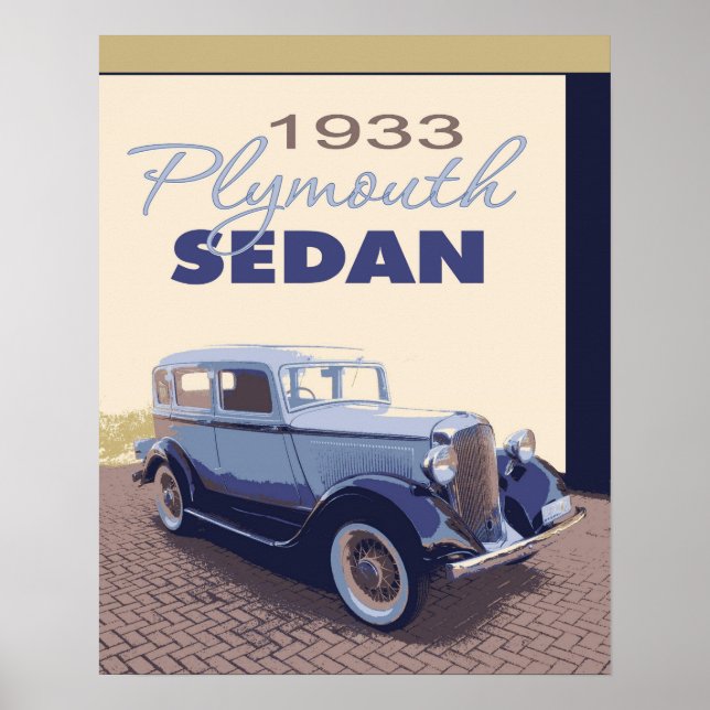 Póster Poster 16x20 1933 Plymouth Sedan Antique Car (Frente)