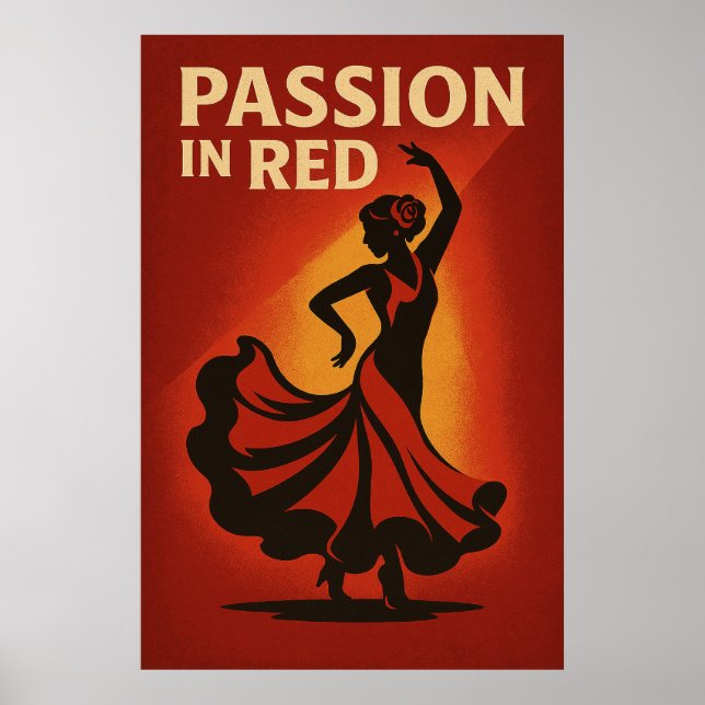 Póster Poster 18, pasión en rojo, vintage (Frente)