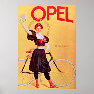 Póster Poster 1900 de la bicicleta del vintage de Opel