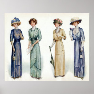 Póster Poster 1912 de la moda de Edwardian