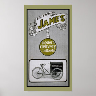 Póster Poster 1913 de la bicicleta de la entrega de James