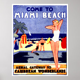 Póster Poster 1925 del viaje de Miami