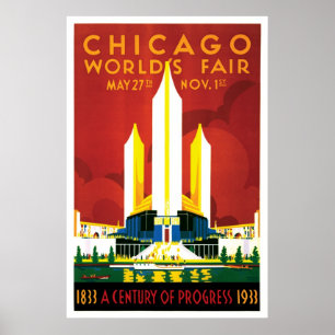 Póster Poster 1933 de la feria de mundo de Chicago