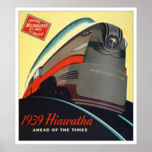 Póster Poster 1939 de la locomotora de Hiawatha