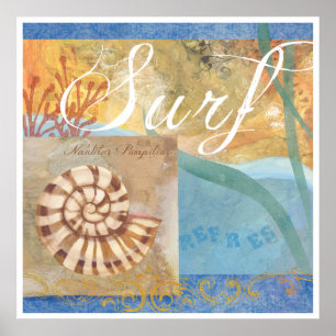 Póster Poster 1, "Surf with nautilus Shell"