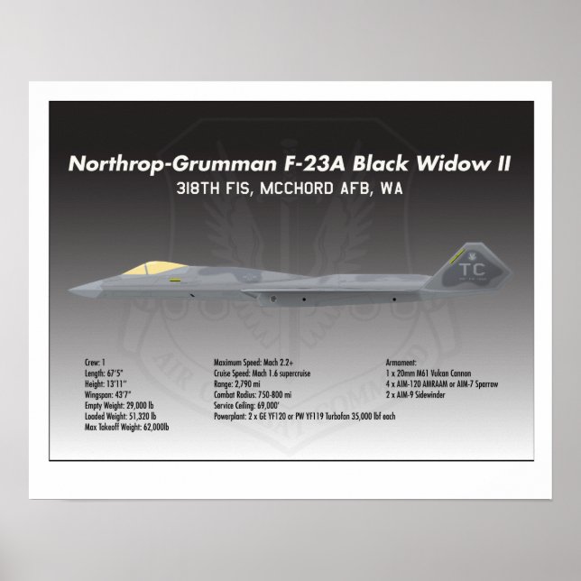 Póster poster 20x16 Northrop F-23A Black Widow II (Frente)