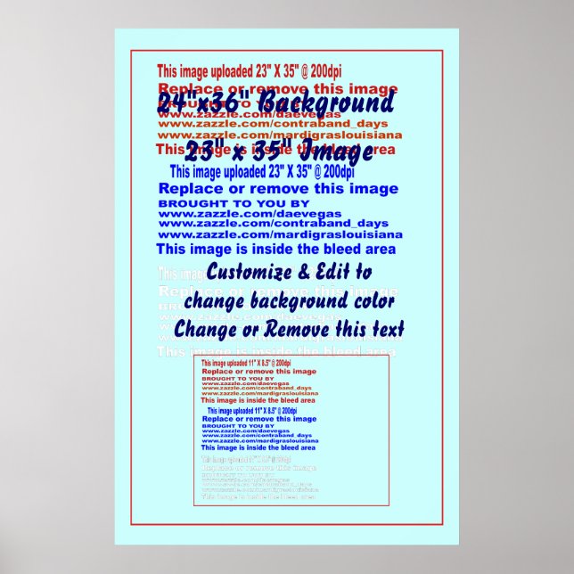 Póster Poster 24" x 36" Fondo para imagen de 23" x 35" (Frente)