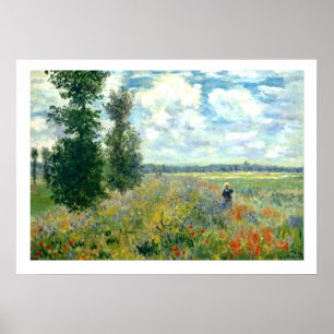 Póster Poster 28x20 del campo de la amapola de Monet