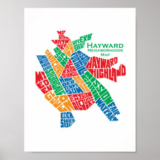 Póster Poster 8.5x11 del mapa de las vecindades de