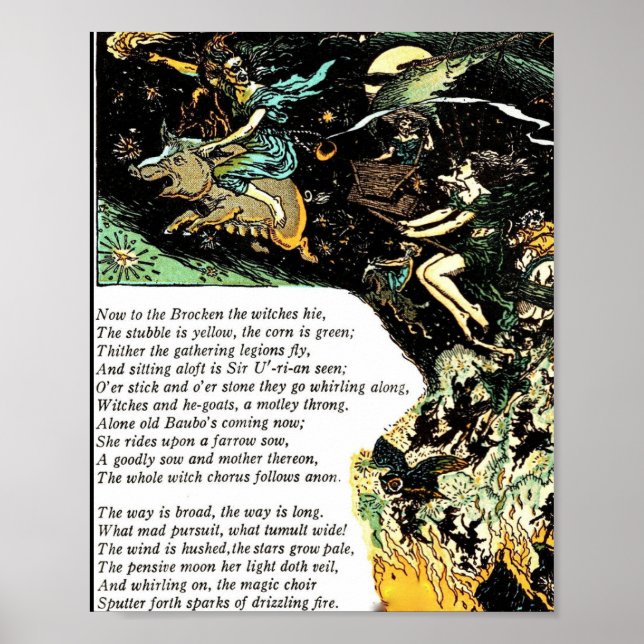 Póster Poster 8x10 Ilustracion de época brujas Fausto (Frente)