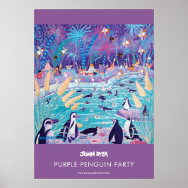 Póster Poster A2 de John Dyer. Fiesta púrpura pingüino