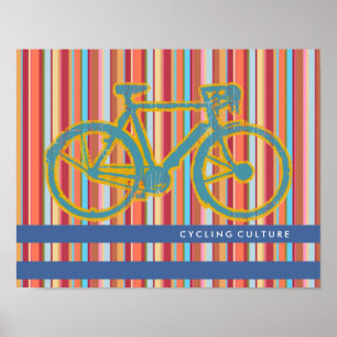 Póster poster a rayas de una bicicleta