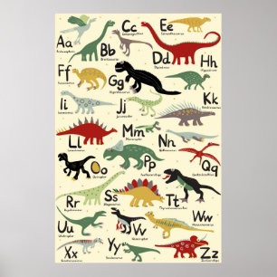 Póster POSTER ABC Dinosaurier Alphabet Kinderzimmer