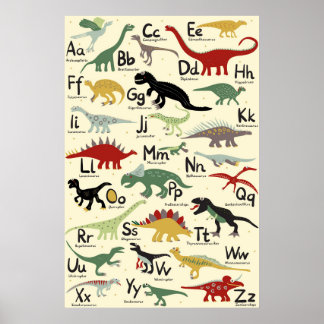Póster POSTER ABC Dinosaurier Alphabet Kinderzimmer