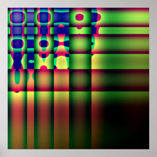 Póster Poster Abstract Trippy Stripes Squares Circles