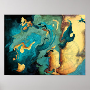 Póster Poster abstracto de Aquarmarine del archipiélago