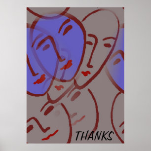 Póster Poster abstracto de caras azules