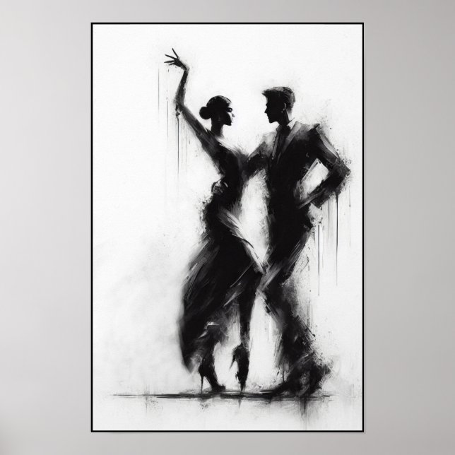 Póster Poster abstracto de Flamenco Dance Duo (Frente)
