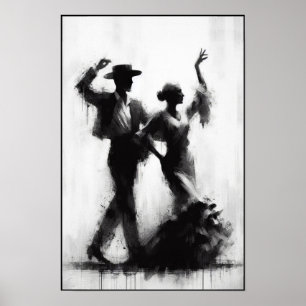 Póster Poster abstracto de Flamenco Dance Duo