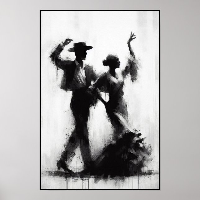 Póster Poster abstracto de Flamenco Dance Duo (Frente)