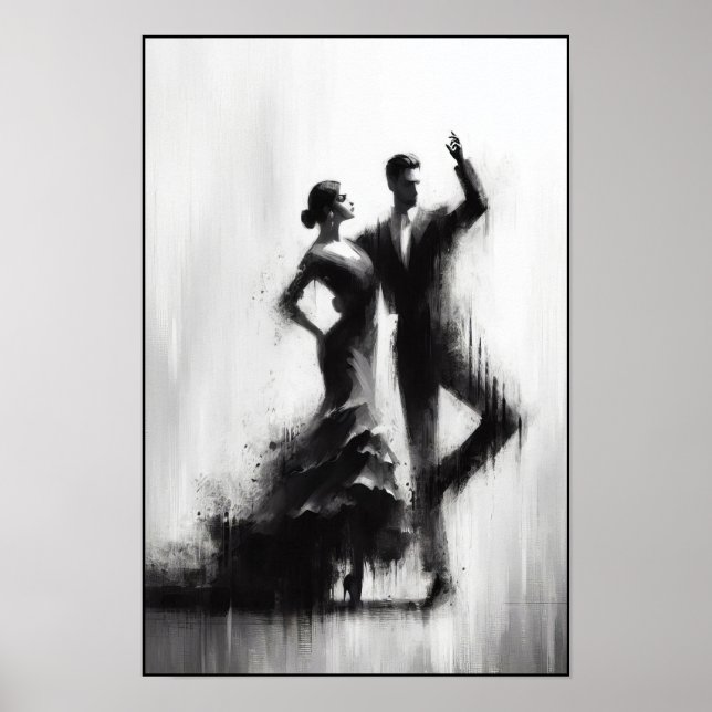 Póster Poster abstracto de Flamenco Dance Duo (Frente)