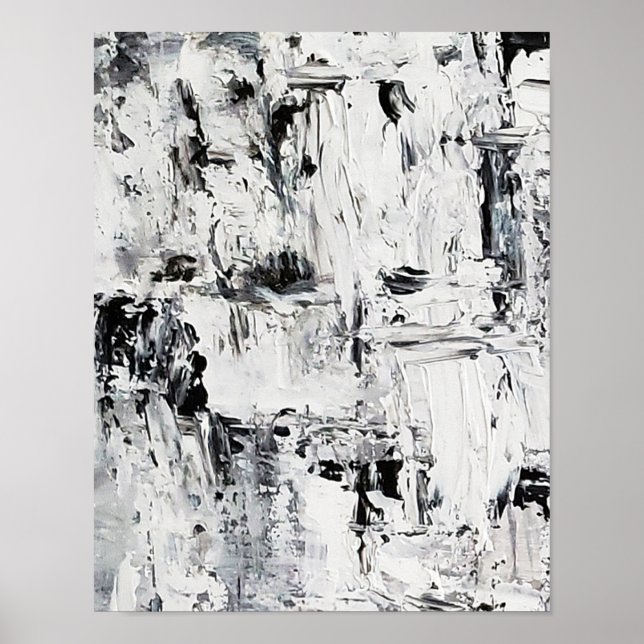 Póster Poster abstracto de fusión de hielo en blanco y ne (Frente)