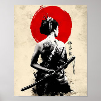 Póster Poster abstracto de la espada de Samurai