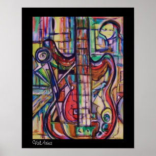 Póster Poster abstracto de la guitarra baja por ValAries