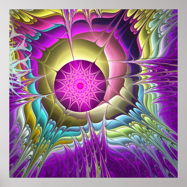 Póster Poster abstracto fractal de estrella (Frente)