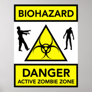 Póster Poster activo de la zona del zombi del peligro del