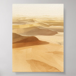 Póster Poster acuarela Dunas del Desierto Dorado