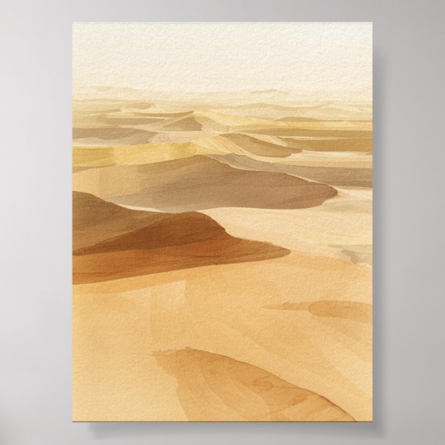 Póster Poster acuarela Dunas del Desierto Dorado (Frente)