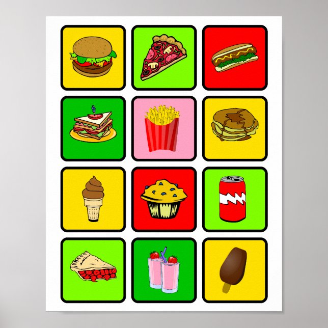 Póster Poster adicto a la comida rápida (Frente)