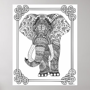 Póster Poster adulto colorista "El elefante del arte"
