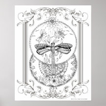 Poster adulto de colorantes "I love Dragonflies Ar