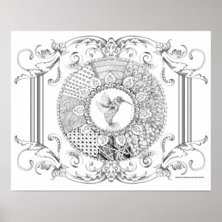 Póster Poster adulto de colorantes "I love Hummingbirds A