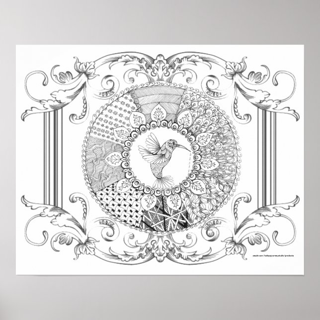 Póster Poster adulto de colorantes "I love Hummingbirds A (Frente)