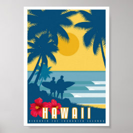 Póster Poster - Afiche de viaje Art Deco Hawaii
