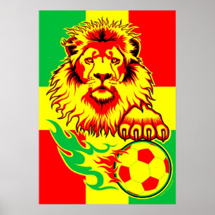 Póster Poster africano del león del fútbol