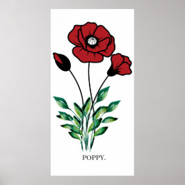 Póster Poster Agosto Poppy de la Flor del Mes del Nacimie