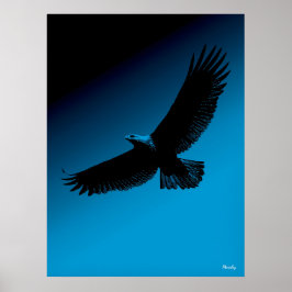 Póster Poster Águila - Silueta negra en cielo azul