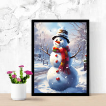 Poster alegre de Snowman Wall Decour